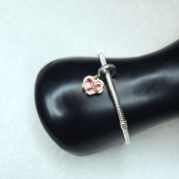 Genuine S925 Sterling Silver Sparkle Infinity Heart Pandora Moments Style Charm - Picture 15 of 16